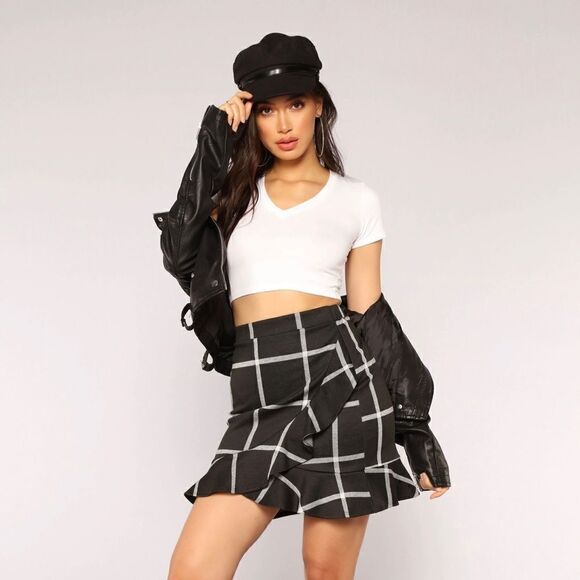 Fashion Nova Off The Grid Ruffle Skirt - Picture 1 of 11